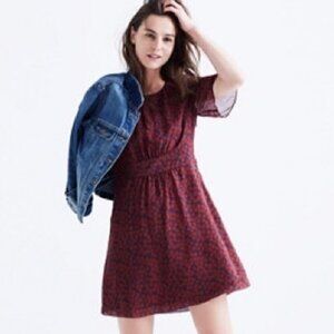 Madewell Maroon Silk Slowdance Dress Marimba Floral Size 6